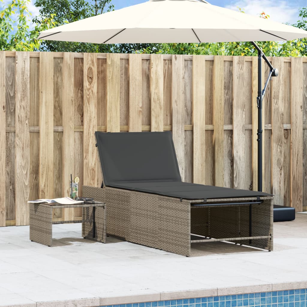 vidaXL Modular Daybed Set 2 Pieces with Table Black Poly Rattan