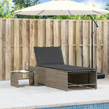 vidaXL Modular Daybed Set 2 Pieces with Table Black Poly Rattan