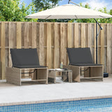 vidaXL Modular Daybed Set 2 Pieces with Table Black Poly Rattan