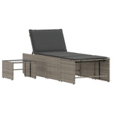 vidaXL Modular Daybed Set 2 Pieces with Table Black Poly Rattan