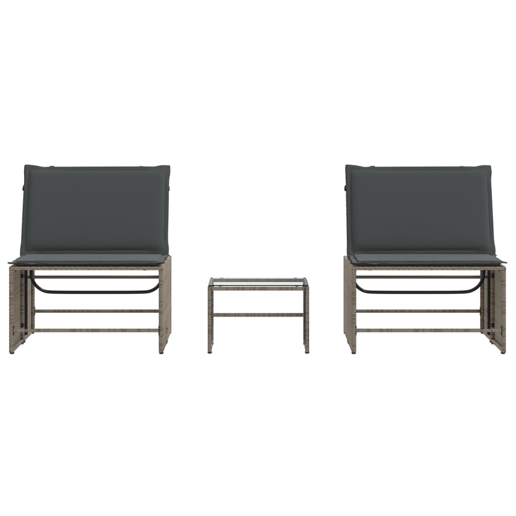 vidaXL Modular Daybed Set 2 Pieces with Table Black Poly Rattan