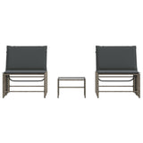 vidaXL Modular Daybed Set 2 Pieces with Table Black Poly Rattan