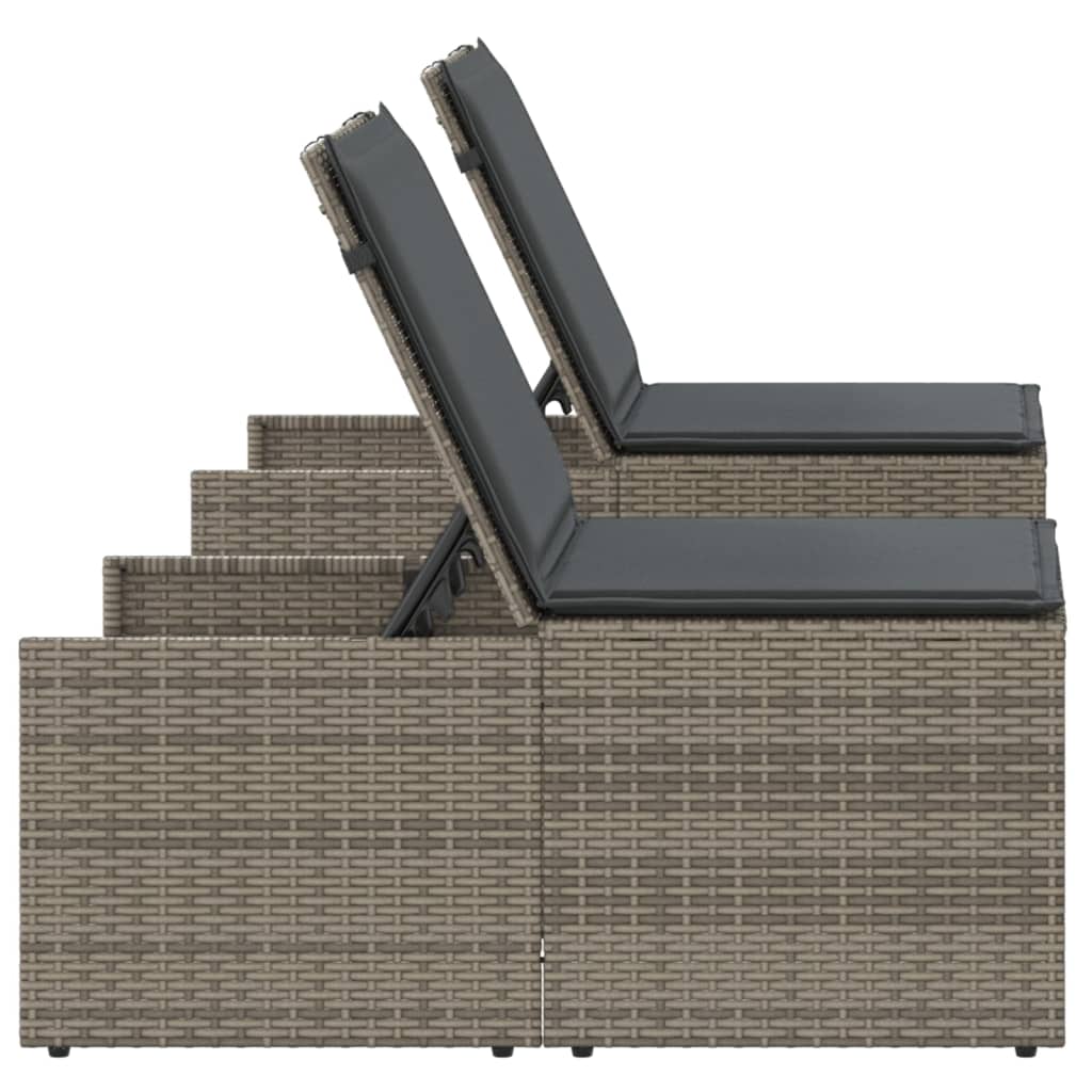 vidaXL Modular Daybed Set 2 Pieces with Table Black Poly Rattan