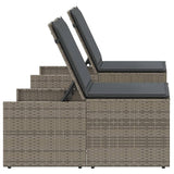 vidaXL Modular Daybed Set 2 Pieces with Table Black Poly Rattan