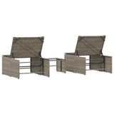 vidaXL Modular Daybed Set 2 Pieces with Table Black Poly Rattan