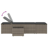 vidaXL Modular Daybed Set 2 Pieces with Table Black Poly Rattan