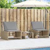 vidaXL Modular Daybed Set 2 Pieces with Table Black Poly Rattan