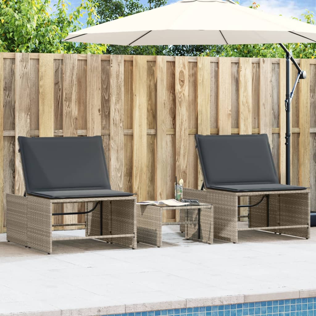 vidaXL Modular Daybed Set 2 Pieces with Table Black Poly Rattan
