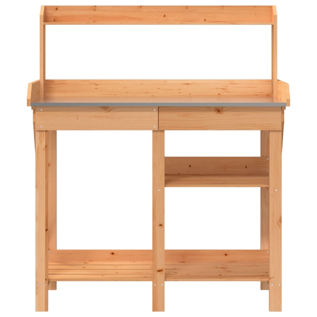 vidaXL Potting Bench with Shelves Solid Pinewood