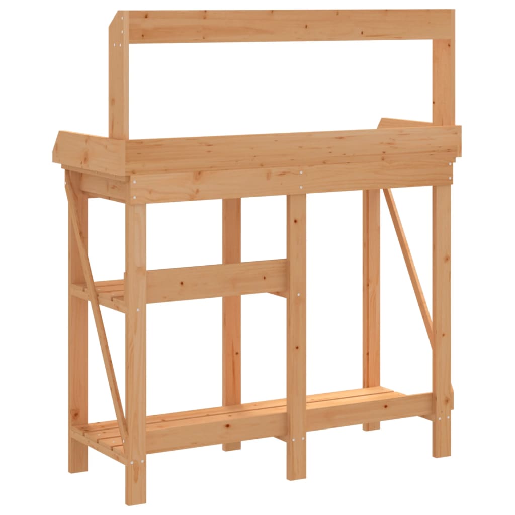 vidaXL Potting Bench with Shelves Solid Pinewood