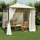 vidaXL Gazebo with Mesh Sidewalls 2.93x2.93 m Steel Cream