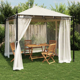 vidaXL Gazebo with Mesh Sidewalls 2.93x2.93 m Steel Cream