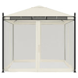 vidaXL Gazebo with Mesh Sidewalls 2.93x2.93 m Steel Cream