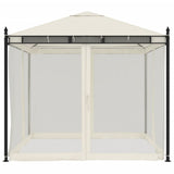 vidaXL Gazebo with Mesh Sidewalls 2.93x2.93 m Steel Cream