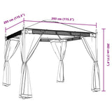 vidaXL Gazebo with Mesh Sidewalls 2.93x2.93 m Steel Cream