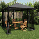 vidaXL Gazebo with Mesh Sidewalls 2.93x2.93 m Steel Cream