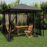 vidaXL Gazebo with Mesh Sidewalls 2.93x2.93 m Steel Cream