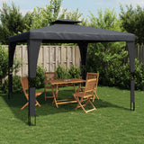 vidaXL Prieel met dubbel dak 2,98x2,98 m staal crèmekleurig