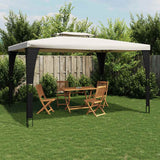vidaXL Prieel met dubbel dak 2,98x2,98 m staal crèmekleurig