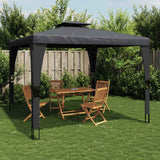 vidaXL Prieel met dubbel dak 2,98x2,98 m staal crèmekleurig