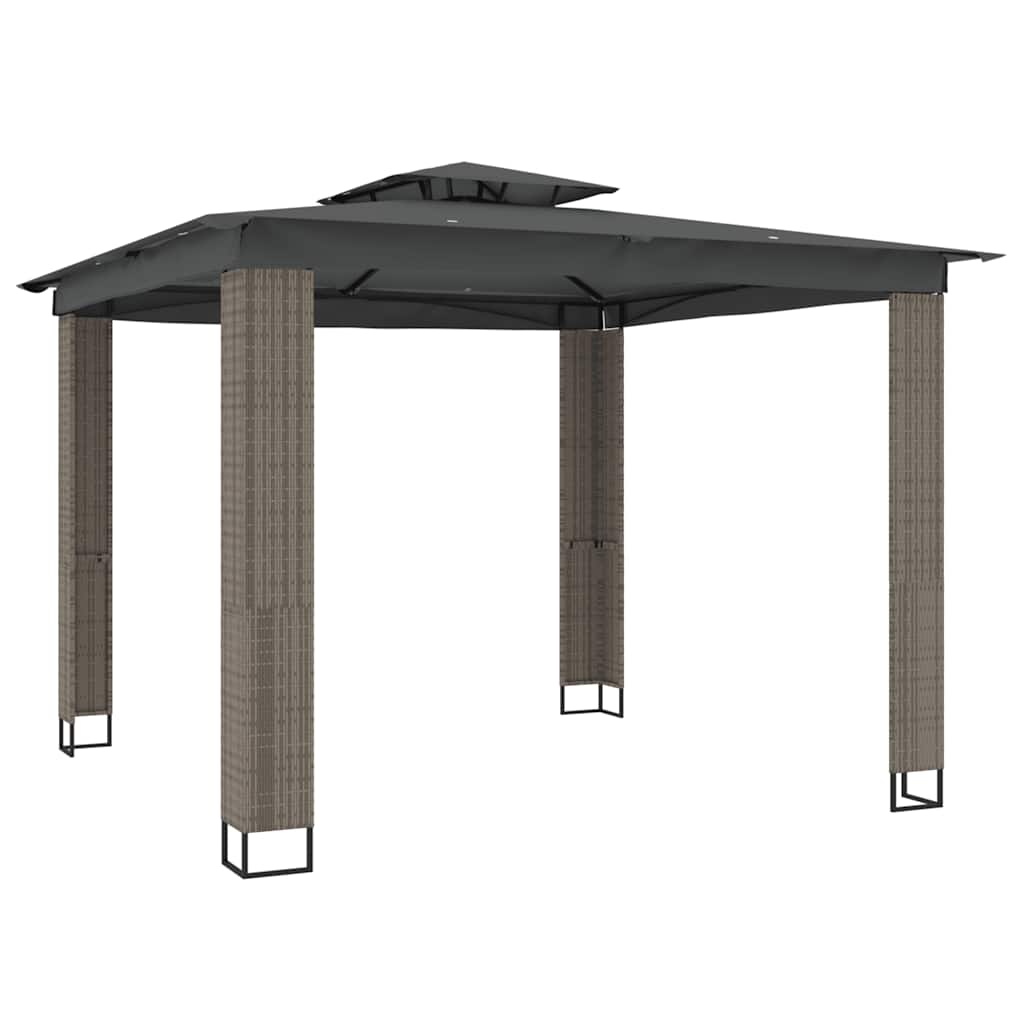 vidaXL Prieel met dubbel dak 2,94x2,94 m staal crèmekleurig