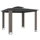 vidaXL Prieel met dubbel dak 2,94x2,94 m staal crèmekleurig