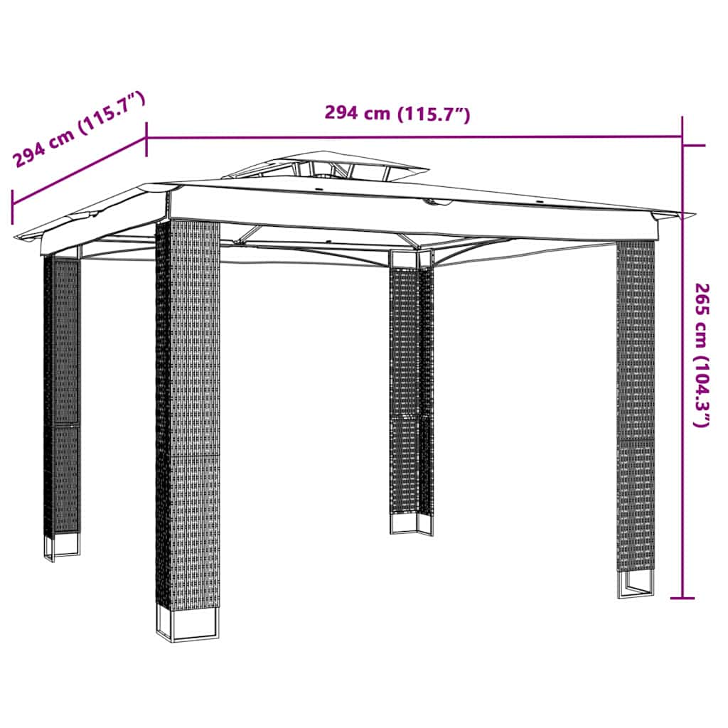 vidaXL Prieel met dubbel dak 2,94x2,94 m staal crèmekleurig