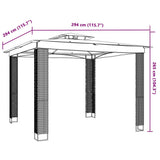 vidaXL Prieel met dubbel dak 2,94x2,94 m staal crèmekleurig