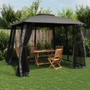 vidaXL Gazebo mesh side walls and double roof 2.93x2.93 m steel cream