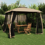 vidaXL Gazebo mesh side walls and double roof 2.93x2.93 m steel cream