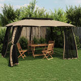 vidaXL Gazebo mesh side walls and double roof 2.93x2.93 m steel cream