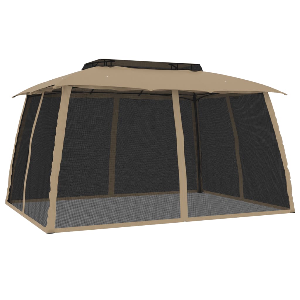 vidaXL Gazebo mesh side walls and double roof 2.93x2.93 m steel cream