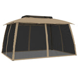 vidaXL Gazebo mesh side walls and double roof 2.93x2.93 m steel cream