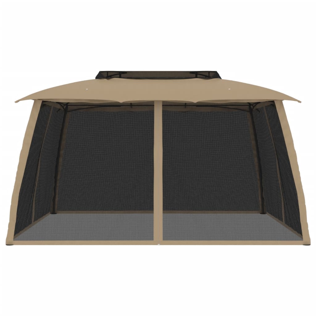vidaXL Gazebo mesh side walls and double roof 2.93x2.93 m steel cream