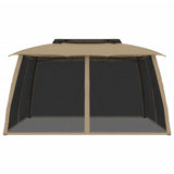 vidaXL Gazebo mesh side walls and double roof 2.93x2.93 m steel cream