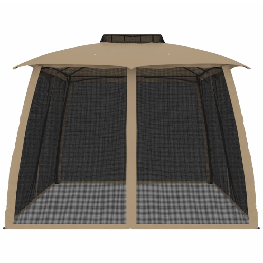 vidaXL Gazebo mesh side walls and double roof 2.93x2.93 m steel cream