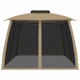 vidaXL Gazebo mesh side walls and double roof 2.93x2.93 m steel cream