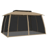vidaXL Gazebo mesh side walls and double roof 2.93x2.93 m steel cream