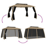 vidaXL Gazebo mesh side walls and double roof 2.93x2.93 m steel cream