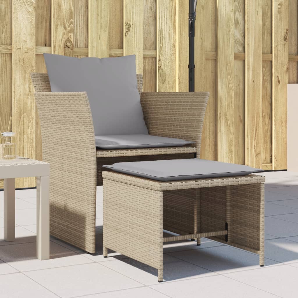 vidaXL Tuinstoel met voetenbank poly rattan zwart