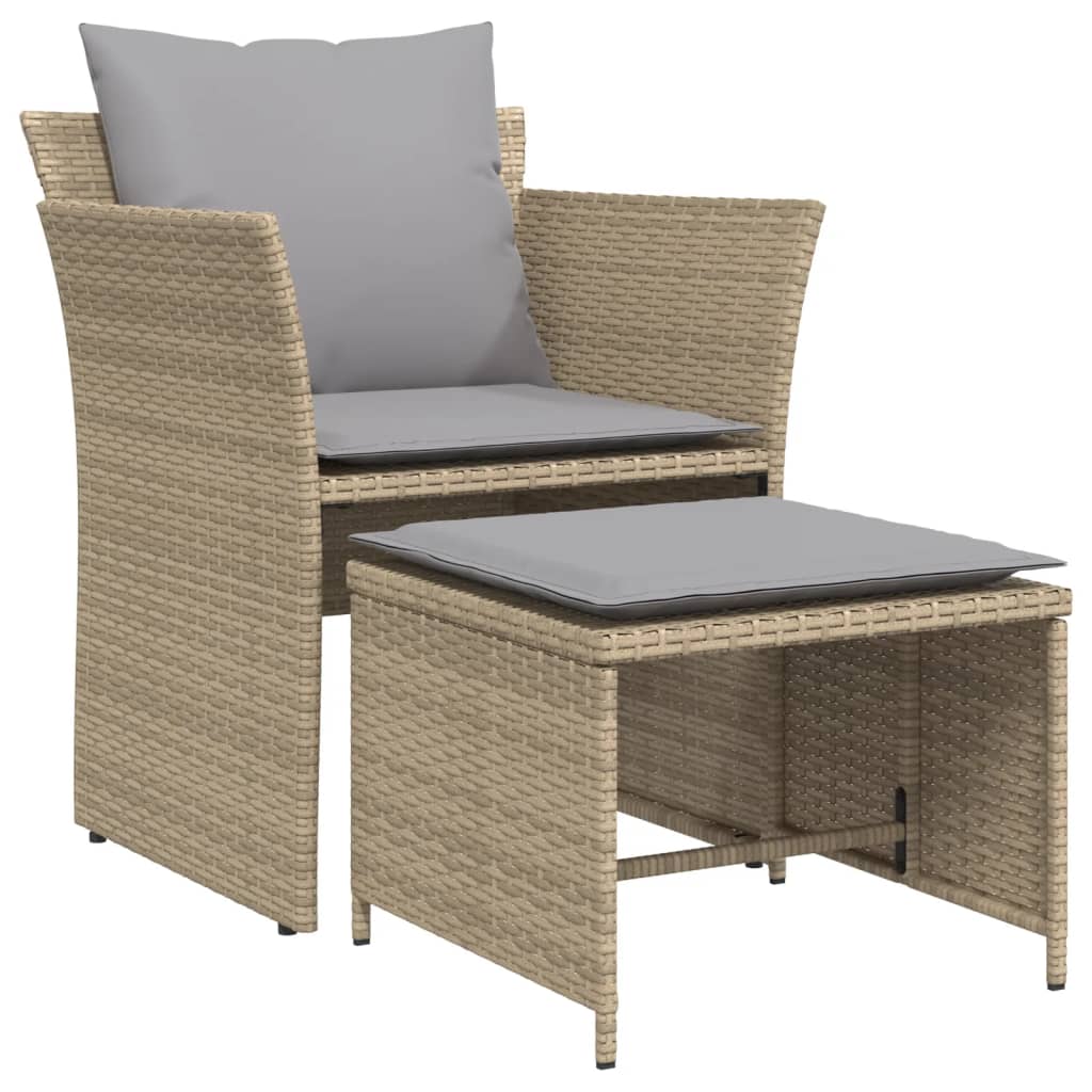 vidaXL Tuinstoel met voetenbank poly rattan zwart