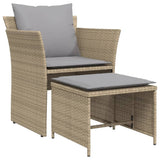 vidaXL Tuinstoel met voetenbank poly rattan zwart