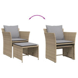 vidaXL Tuinstoel met voetenbank poly rattan zwart