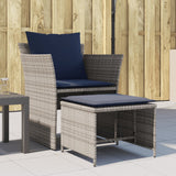 vidaXL Tuinstoel met voetenbank poly rattan zwart