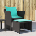 vidaXL Tuinstoel met voetenbank poly rattan zwart