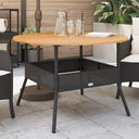 vidaXL Garden Table with Acacia Wood Top Ø110x71 cm Poly Rattan Black