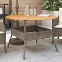 vidaXL Garden Table with Acacia Wood Top Ø110x71 cm Poly Rattan Black