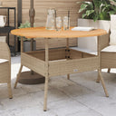 vidaXL Garden Table with Acacia Wood Top Ø110x71 cm Poly Rattan Black