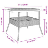 vidaXL Garden Table with Acacia Wood Top Ø110x71 cm Poly Rattan Black