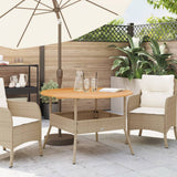vidaXL Garden Table with Acacia Wood Top Ø110x71 cm Poly Rattan Black